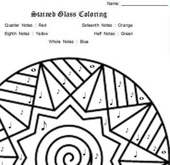 Preview of Stained Glass Note Identification Coloring