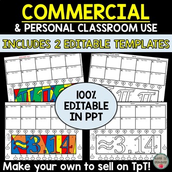 Preview of Stained Glass Template Pi Day Edition Commercial or Personal Use EDITABLE