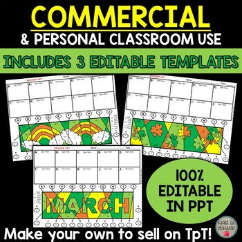 Preview of Stained Glass Template St. Patty's Day Commercial or Personal Use EDITABLE