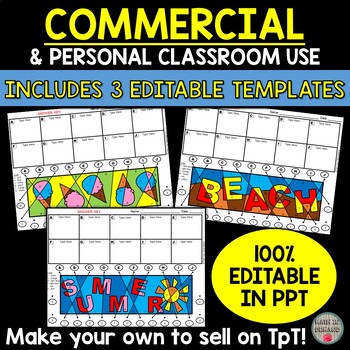 Preview of Stained Glass Template Summer Edition for Commercial or Personal Use EDITABLE