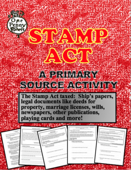 Stamp Act Activity with Primary Sources and Questions by Teach N Learn