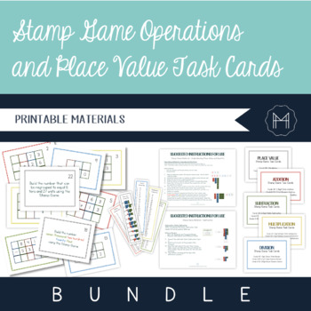 Preview of Stamp Game Place Value and Operations Task Cards & Lesson Suggestions
