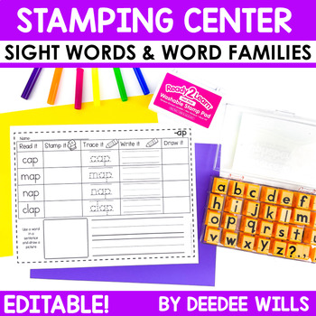 Stamping Words ~ Sight Words and Word Families-Editable!