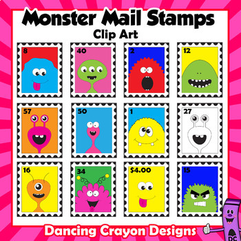 100 Postage Stamps Clip Art | Monster Mail