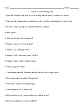 Preview of Stand & Deliver Movie Viewing Guide Questions