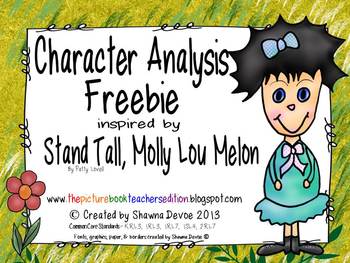 Preview of Character Analysis Freebie inspired by Stand Tall, Molly Lou Melon