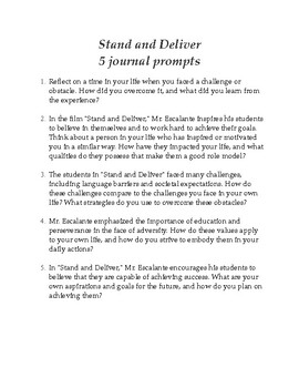 Stand and Deliver 5 journal prompts by Curt's Journey | TPT