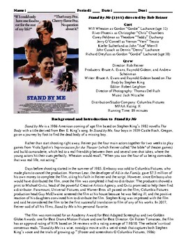 Preview of Stand by Me Film (1986) Study Guide Movie Packet