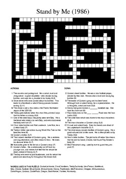 Stand by Me Movie Crossword Puzzle by M Walsh TPT