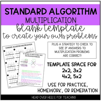 Preview of Standard Algorithm Multiplication Template (Editable)