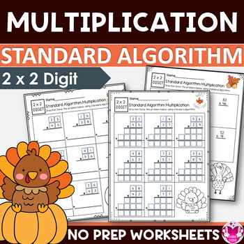 Preview of Standard Algorithm Multiplication Worksheets|2x2 Digit Multiplication Worksheets