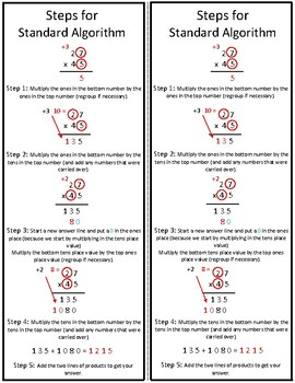 Preview of Standard Algorithm Step-by-Step (2 digit by 2 digit multiplication)