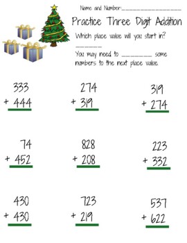 Standard Algorithm for Three Digit Addition (Stack and Add) by Libby Rose