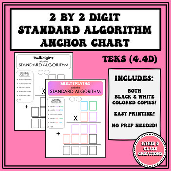 Preview of Standard Algorithm of Double Digit x Double Digit Multiplication Anchor Chart