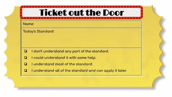 Preview of Standard Based Understanding Exit Ticket- Works For All Subjects- Editable TOTD