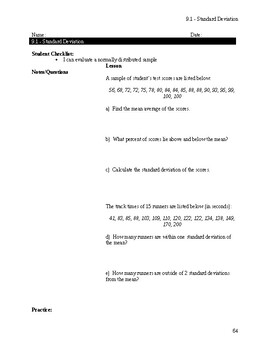 Preview of Standard Deviation Notes