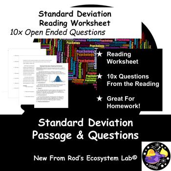 Preview of Standard Deviation Reading Worksheet **Editable**