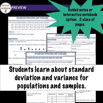 ap statistics assignment standard deviation and variance