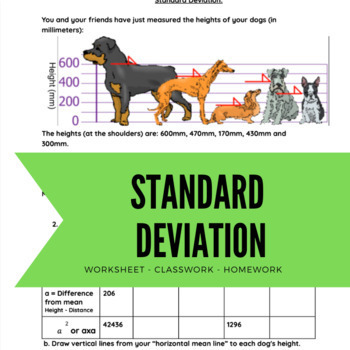 Preview of Standard Deviation, Variance, and mean practice worksheet and guided notes. 