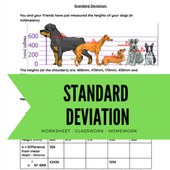 Preview of Standard Deviation, Variance, and mean practice worksheet and guided notes