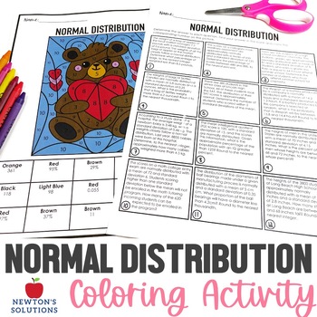 Preview of Standard Deviation and Normal Distribution Color by Number Valentine's Activity
