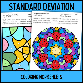 Preview of Standard Deviation review worksheets, activity, sub plan for algebra 1 or 2