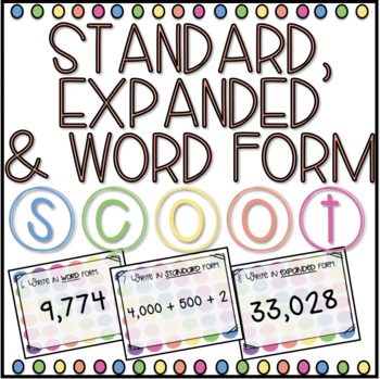 Preview of Standard, Expanded, and Word Form SCOOT! Game, Task Cards or Assessment