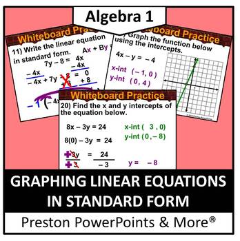 Preview of (Alg 1) Graphing Linear Equations in Standard Form in a PowerPoint Presentation