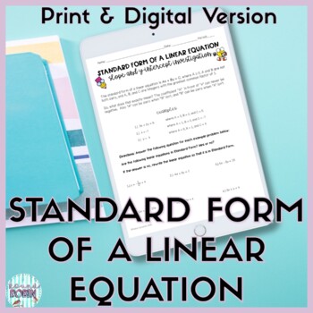 Preview of Standard Form of a Linear Equation Guided Notes