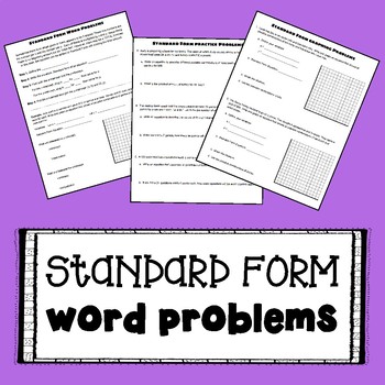 Preview of Standard Form of an Equation - WORD PROBLEMS