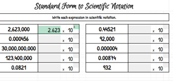 Standard Form to Scientific Notation Self Checking Activity | TPT