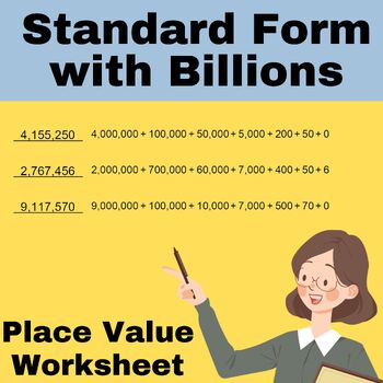 Preview of Standard Form with Billions Worksheets , Place Value Worksheets