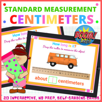 Preview of Standard Measurement (Centimeters) Boom Cards 1st Grade Math Digital Task Cards