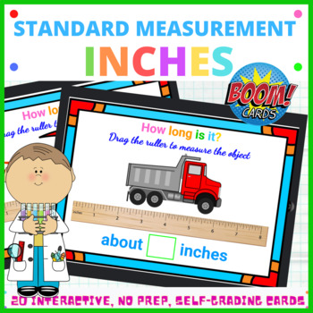 Preview of Standard Measurement (inches) Boom Cards Digital Math Task 1st Grade Math