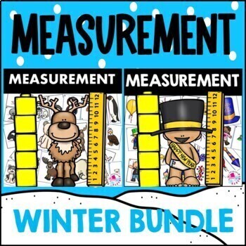 Preview of 1st Grade NonStandard Measurement Measuring Length WINTER POLAR ANIMALS NEW YEAR