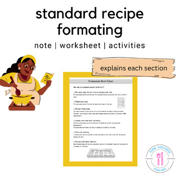 Preview of Standard Recipe Format Unit For Reading And Writing A Recipe For FCS Classes