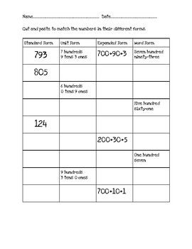 Standard, Unit, Expanded, and Word Form Sort by Jo M | TPT