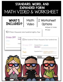 Preview of 4.NBT.2: Standard, Word, and Expanded Form Math Video & Worksheet