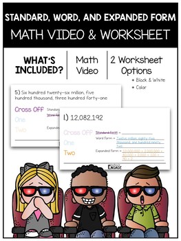 Preview of 5.NBT.3: Standard, Word, and Expanded Form Math Video and Worksheet