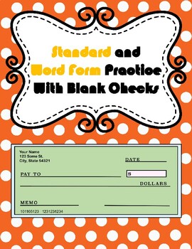 Preview of Standard and Word Form Practice With Blank Checks TEK 2.2B