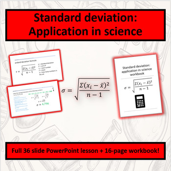 Preview of Standard deviation: Application in science. Lesson + workbook