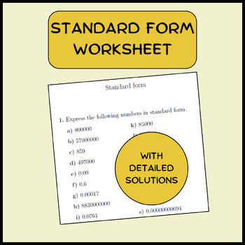 Preview of Standard form worksheet (with detailed solutions)