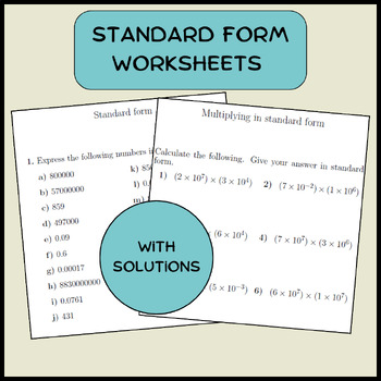 Preview of Standard form worksheets (with solutions)