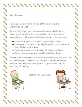 Preview of Standardized Test Letter to Parents