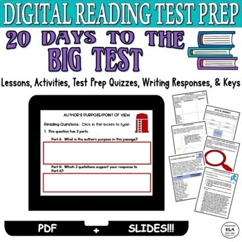 Preview of Standardized Test Prep Digital Reading Comprehension Passages and Questions
