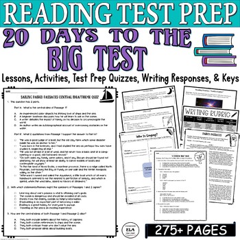 Preview of Standardized Test Prep High School Reading Comprehension Passages and Questions