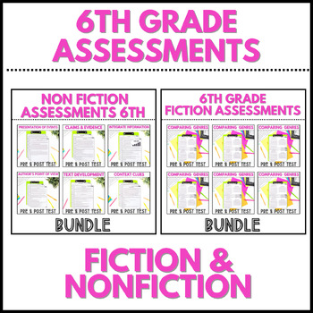 Preview of Standards Assessments - 6th Grade RI & RL Standards - Pre and Post Quizzes