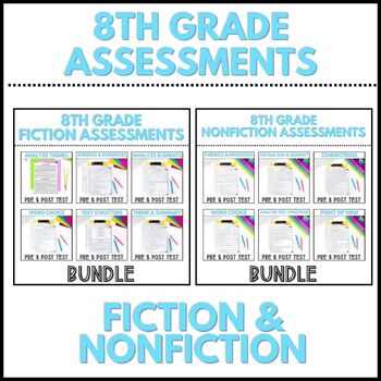Preview of Standards Assessments - 8th Grade RI & RL Standards - Pre and Post Quizzes