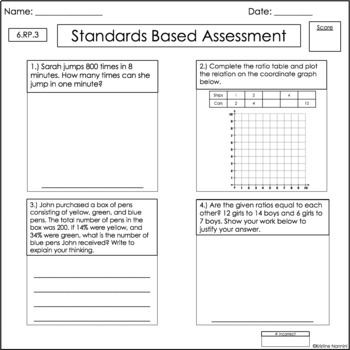 6th Grade Math Assessments - Common Core - Teaching Notes - Print and Digital