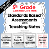 5th Grade Math Assessments - Common Core - Teaching Notes - Fifth Tests